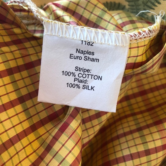 Rose Tree Sham European Naples Sun Plaid Cotton - Picture 4 of 4